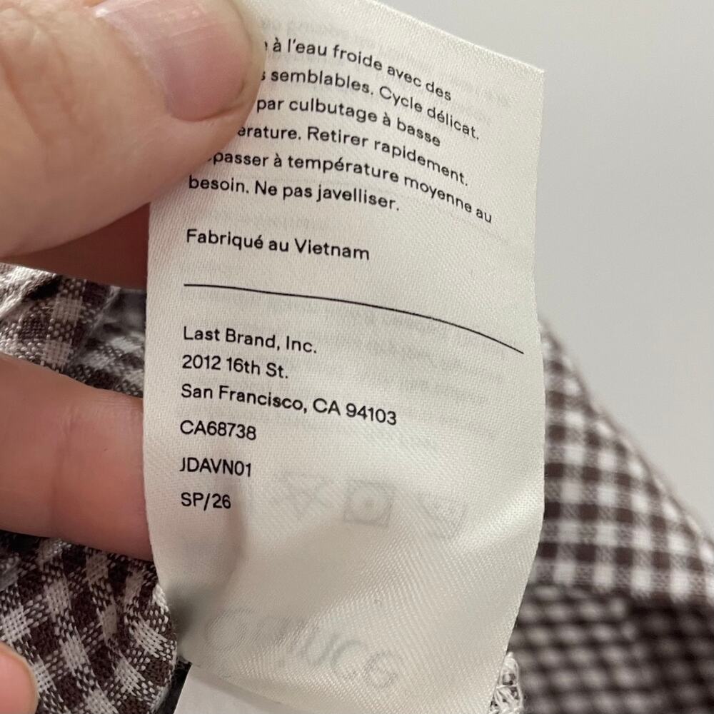 Quince 100% European Linen Shorts Taupe Brown Gingham S - Picture 8 of 10